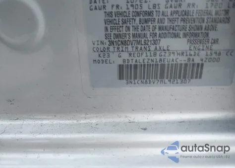 2021 Nissan Versa S Xtronic Cvt from USA, damaged, VIN 3N1CN8DV7ML921307